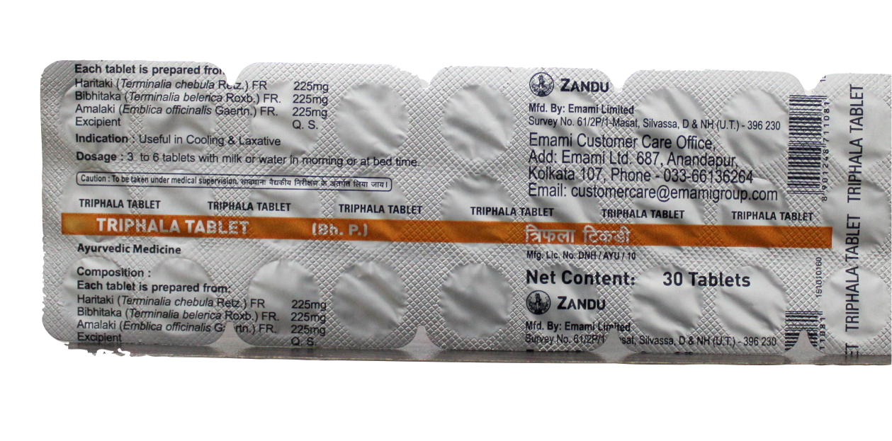 Triphala tablets - 30Tablets -  Zandu - Medizzo.com